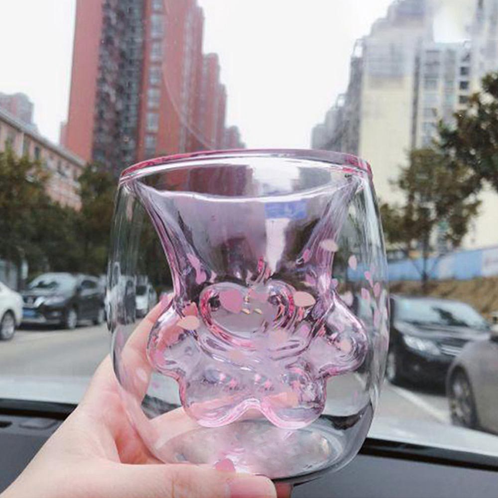 3D Cat Paw Cups Shaped Double-walled Vessel Claw Glass Mug - Transparent