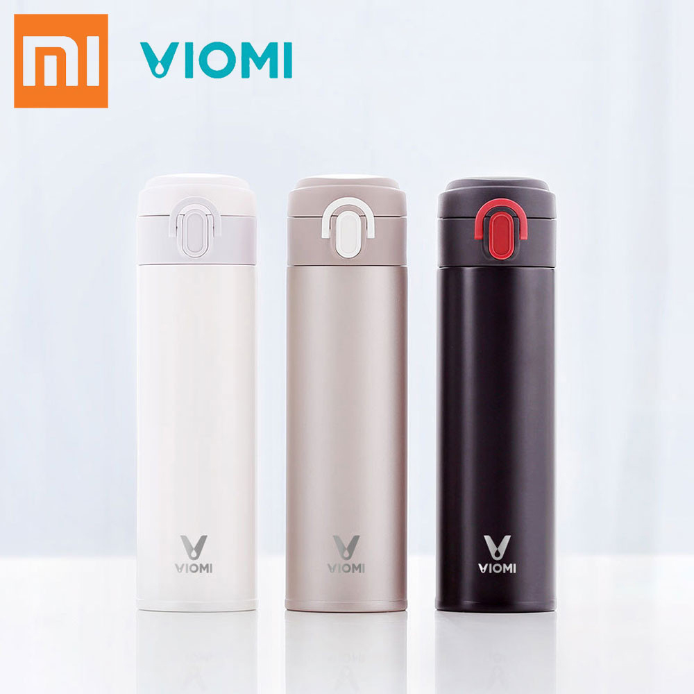 Xiaomi Viomi Vacuum Cup 316 Stainless Steel 24 Hours Vacuum Flask Water Bottle 460ml Single Hand On/Close - Gold