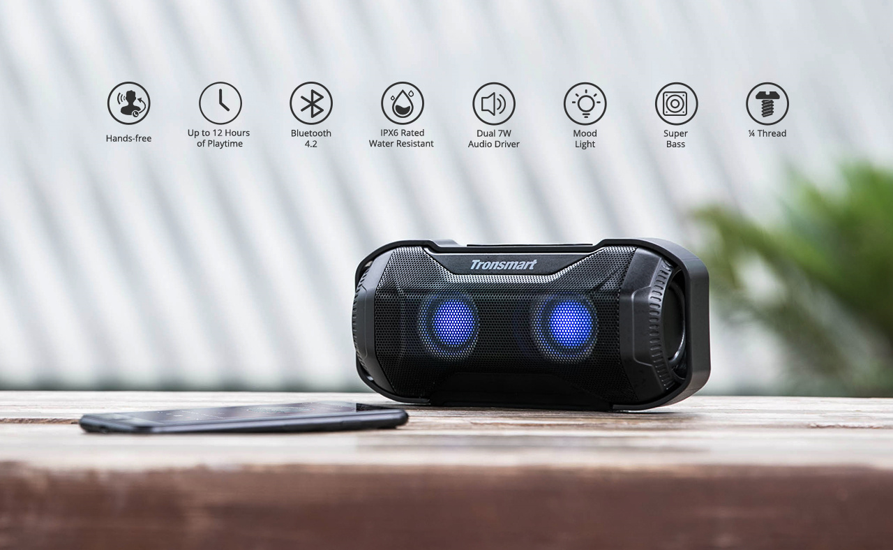 Tronsmart Element Blaze Bluetooth Speaker IPX6 Water-Resistant Superior Bass LED Lights