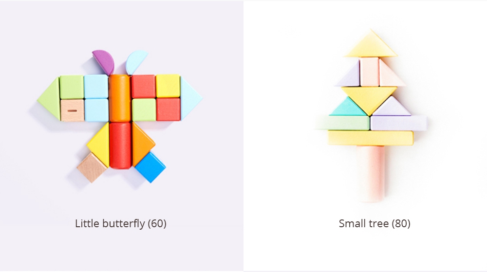 Xiaomi Beva 60PCS Building Blocks Wooden Puzzle Toy - Colorful