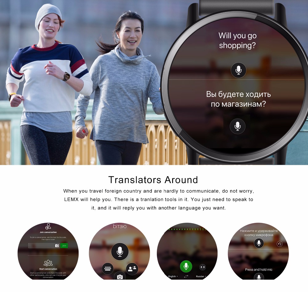 LEMFO LEM X 4G Smartwatch Phone Android 7.1 MTK6739 Quad Core 1GB RAM 16GB ROM 2.03 Inch Screen 8MP Camera GPS WiFi - Black