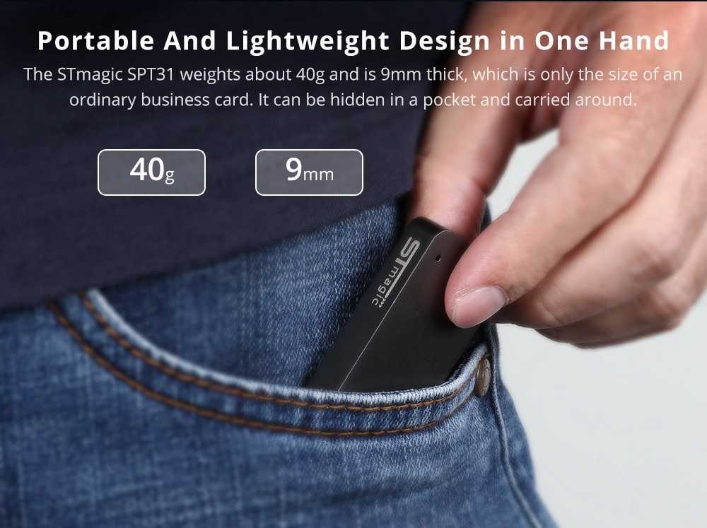 STmagic SPT31 512G Mini Portable M.2 SSD USB3.1 Solid State Drive Read Speed 500MB/s - Gray