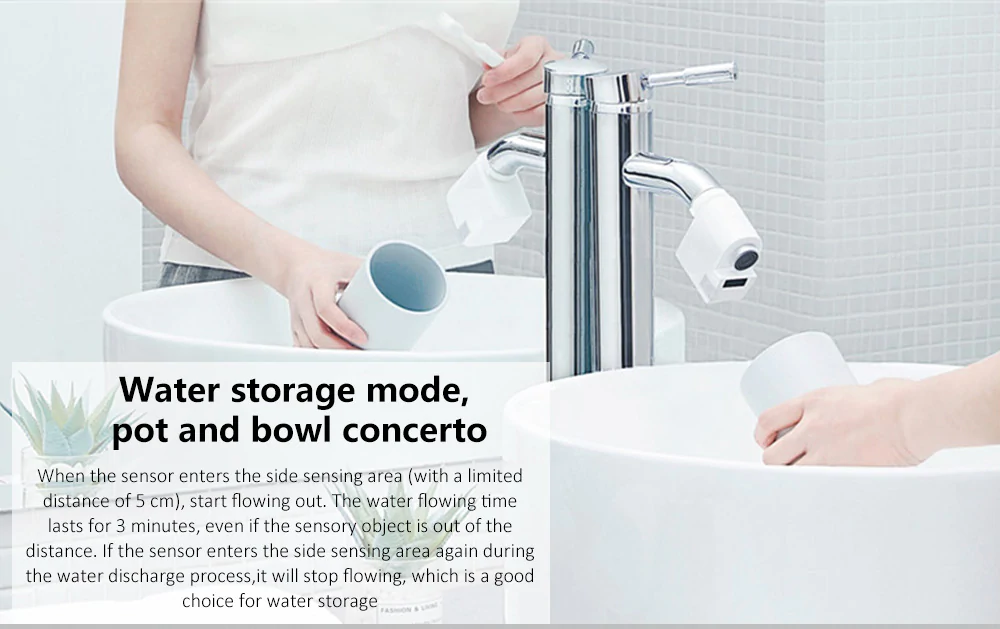 Xiaomi Infrared Induction Water Saving Device Automatic Faucet Adapter for Kitchen Bathroom - White