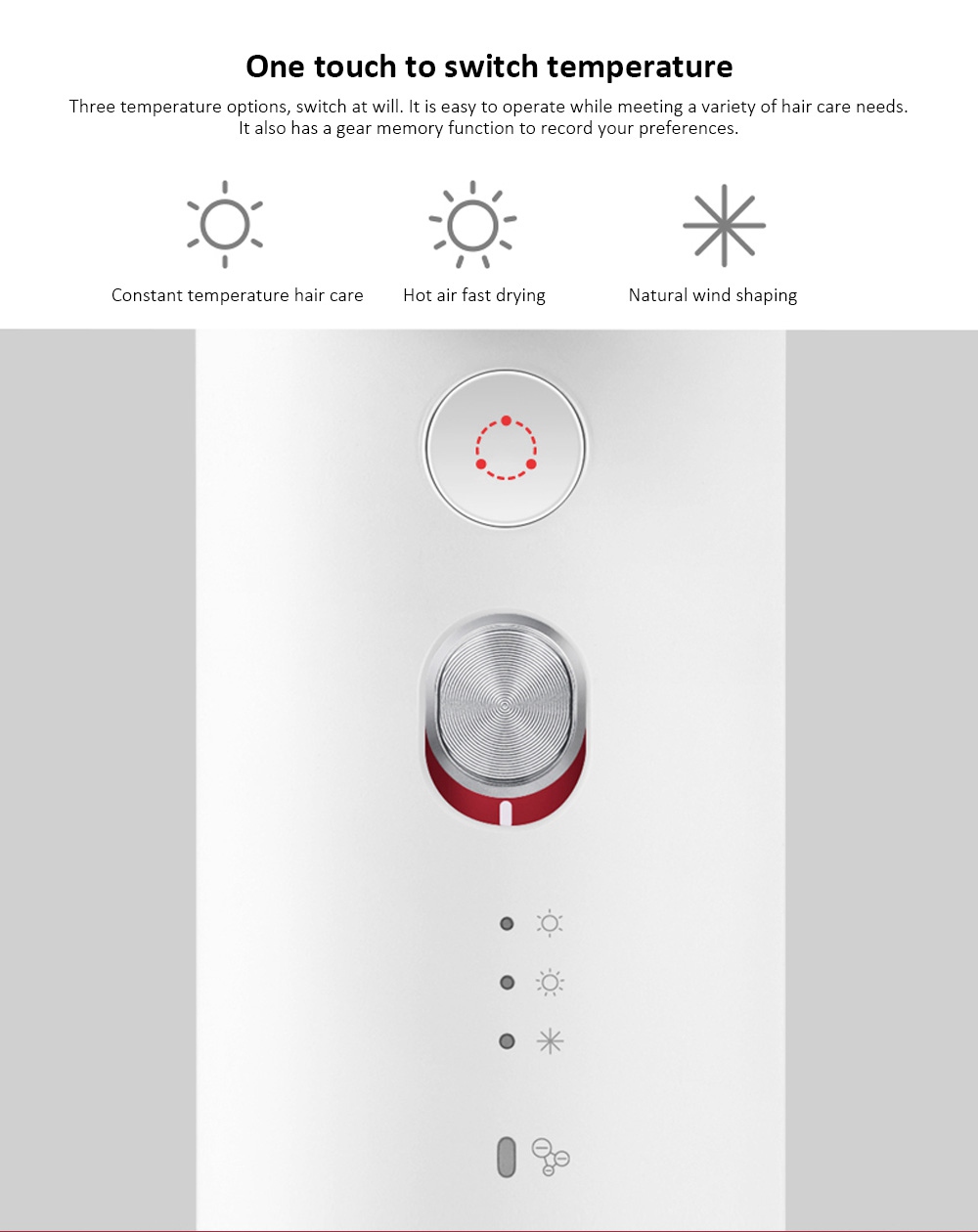 Xiaomi SOOCAS H3S Anion Hair Dryer 1800W 3 Modes Aluminum Alloy Body - White