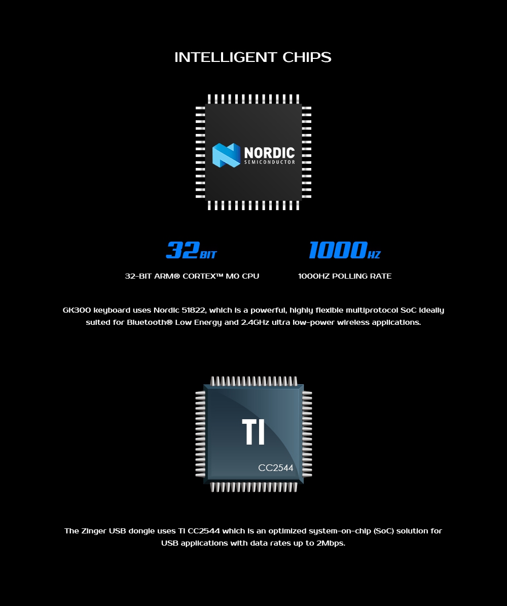 GameSir GK300 Wireless Bluetooth/2.4G Mechanical Gaming Keyboard TTC Blue Switch - Gray