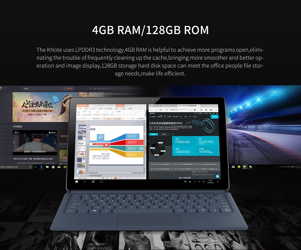 ALLDOCUBE KNote GO Tablet PC Intel ApolloLake N3350 Dual Core 11.6" IPS 1920*1080 4GB RAM 128GB SSD Windows 10 - Grey