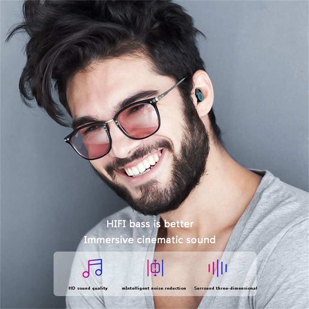 X6 TWS Bluetooth 5.0 Earbuds 3000mAh Support Charing for Phones About 4 Hours Working Time - Black