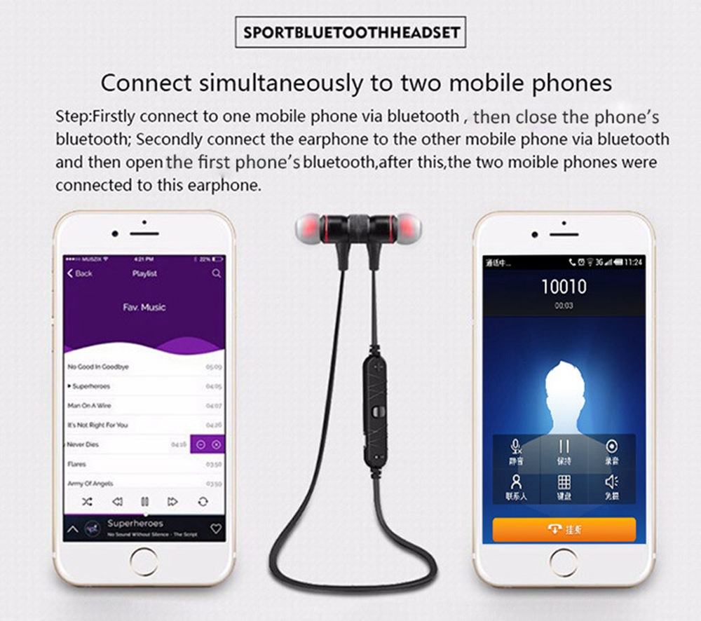 AWEI A920BL Bluetooth Earphones Magnetic CVC6.0 Noise Reduction - Red