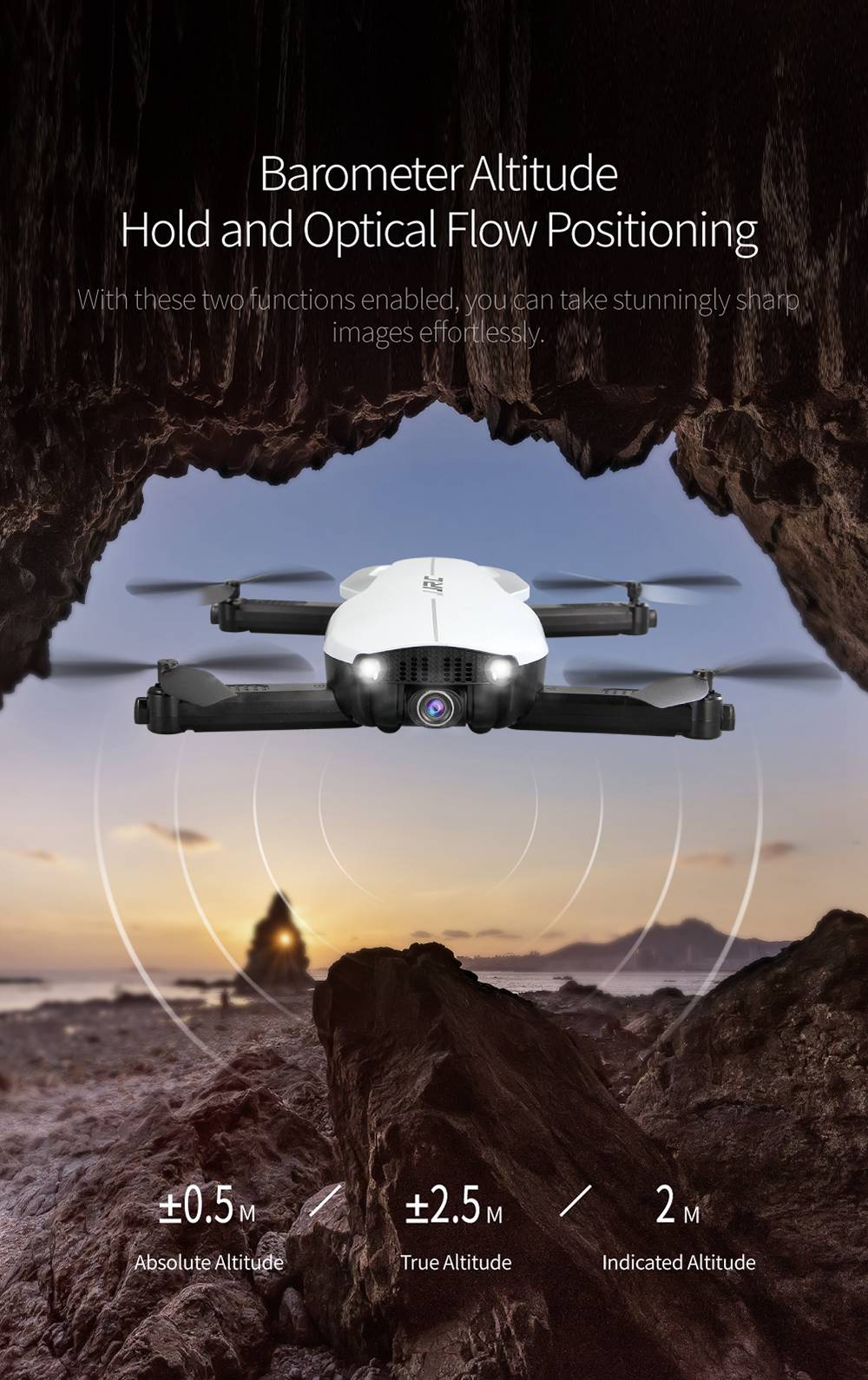 JJRC H71 GRUS 1080P WIFI FPV Foldable RC Quadcopter With Optical Flow Positioning RTF - White