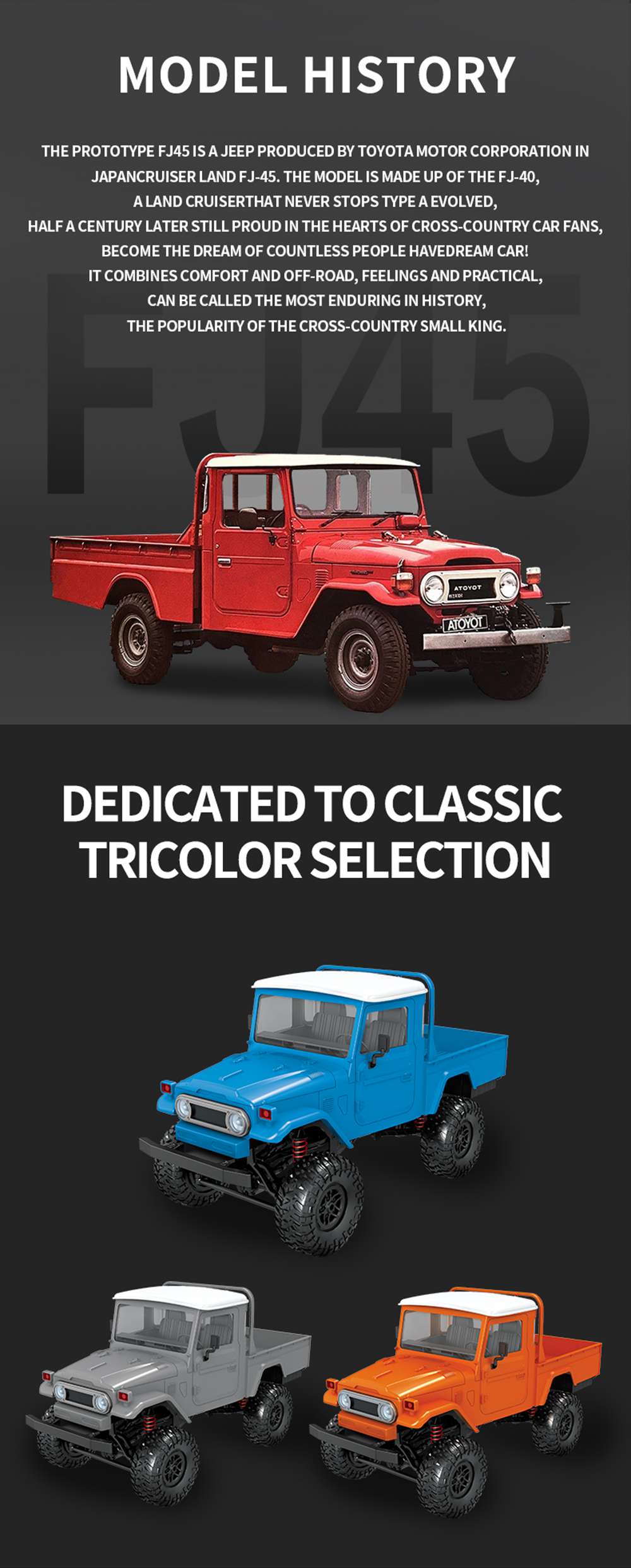 MN Model MN-45 1/12 2.4G 4WD Climbing Off-road Vehicle RC Car With LED Light RTR - Blue