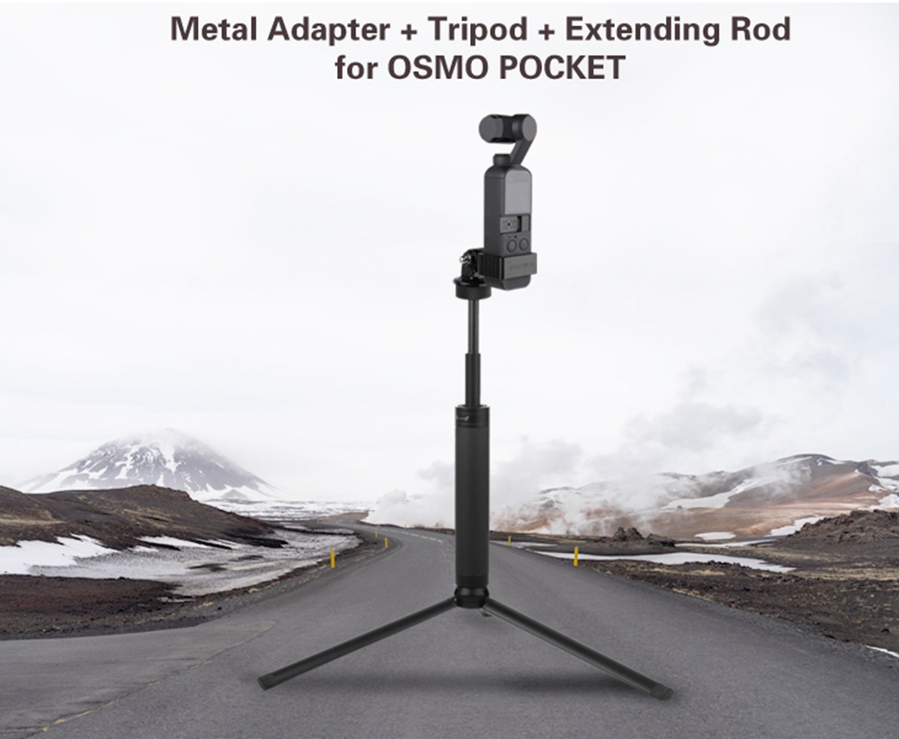 Sunnylife Expansion Accessories Metal Adapter + Tripod + Extension Rod Set for DJI OSMO Pocket Gimbal