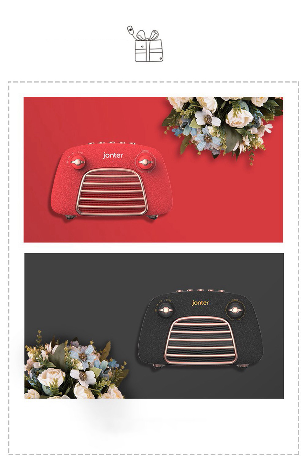 JONTER M1 Wireless Bluetooth 4.2 Speaker Subwoofers Loudspeakers Radio - Black