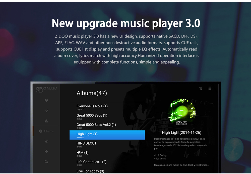 ZIDOO Z10  Realtek RTD1296 Blue-ray navigation 4K UHD TV Box Dual Band WiFi Gigabit LAN SATA 3.0 USB 3.0 Bluetooth