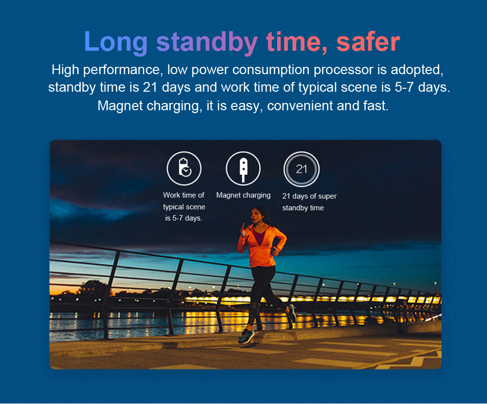 Makibes HR9 Smart Bracelet 1.14 Inch IPS Color Screen Continuous Heart Rate Monitor IP68 Water Resistant - Black