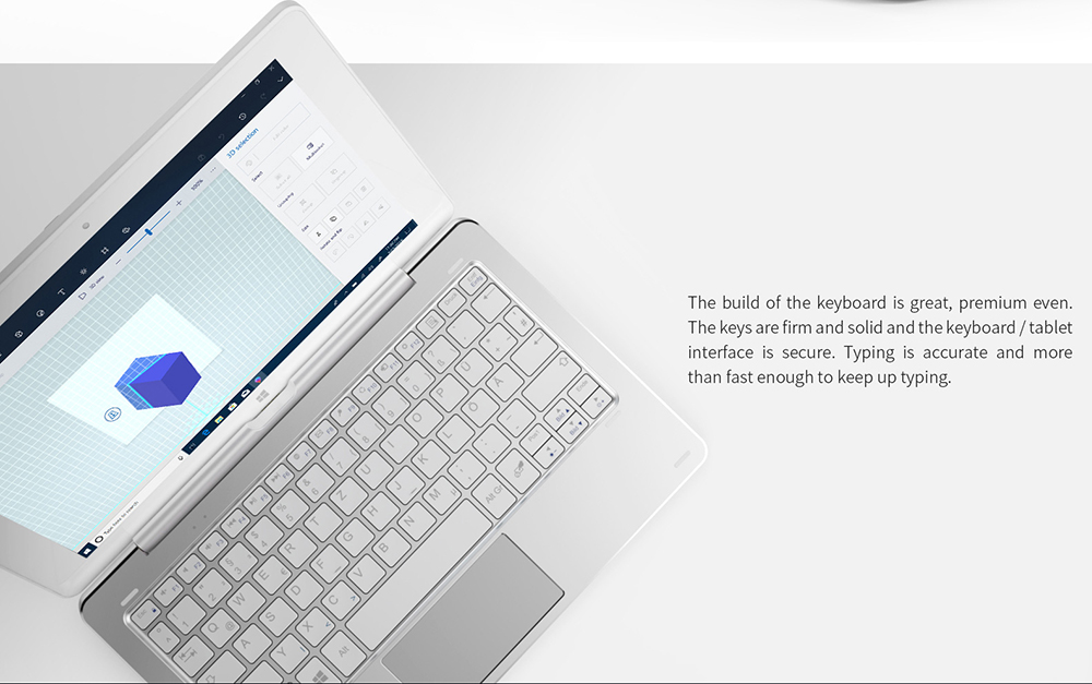 Alldocube Cube iWork10 Pro 2-in-1 Tablet Intel Cherry Trail Z8350 Quad Core (White+Silver) + Magnetic Docking Keyboard with Touch Panel (Silver)