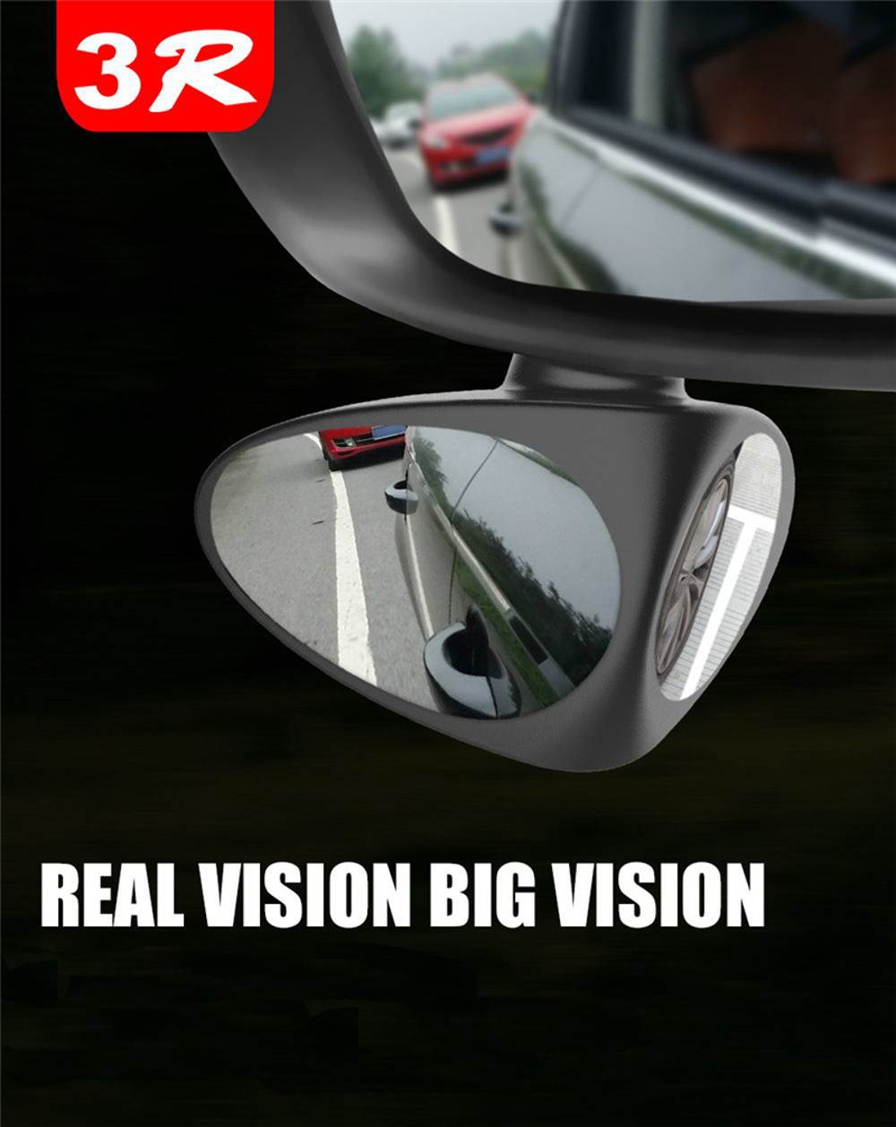 Car Blind Spot Rear View Mirrors 360 Degree Rotate Wide Angle Reversing Auxiliary Double Side Mirror - Right