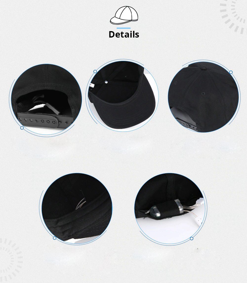 Unisex Sports Cap Mobile App Control Hat with LED Screen - Black