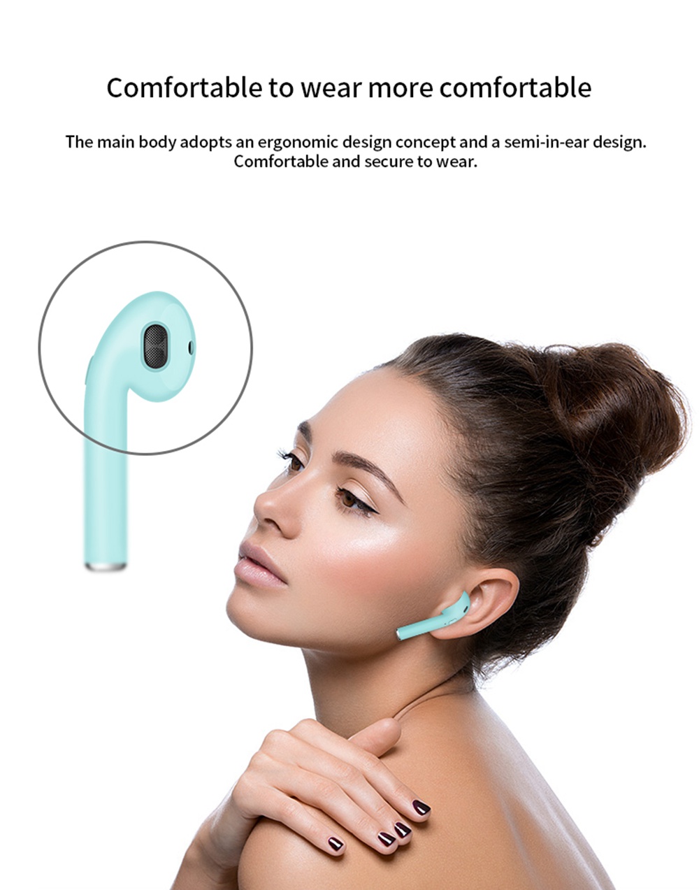i10 TWS Bluetooth 5.0 Earbuds Button Control  About 4 Hours Working Time - White