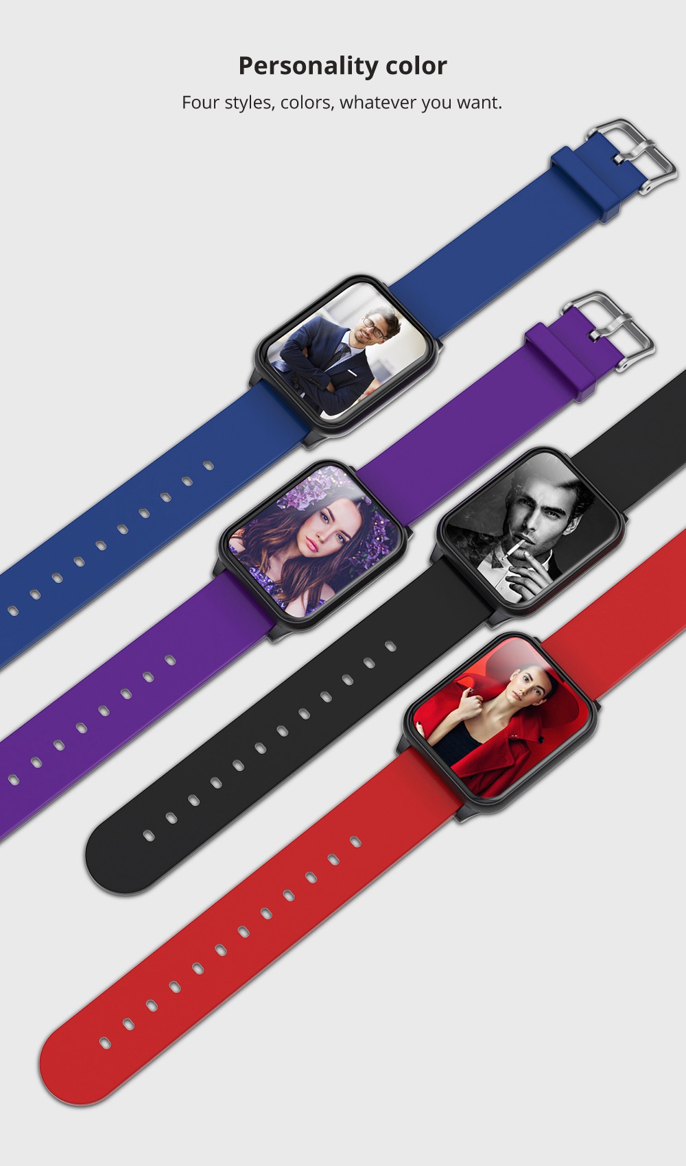 Makibes B02 Smartwatch 1.3 inch Round TFT IP67 Water Resistant  Fitness Tracker Blood Pressure Color UI Wristband - Black