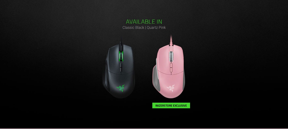 Razer Basilisk Wired Mouse Chroma Enabled RGB FPS 16000 DPI Customizable Scroll Wheel Resistance Gaming - Quartz Pink
