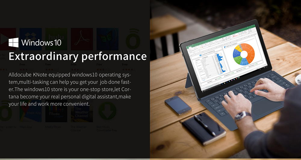 ALLDOCUBE KNote GO Tablet PC Intel ApolloLake N3350 Dual Core 11.6" IPS 1920*1080 4GB RAM 128GB SSD Windows 10 - Grey