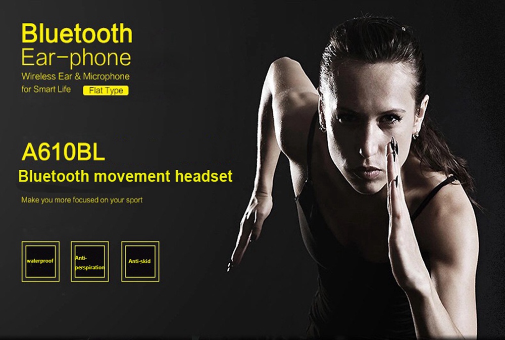 AWEI A610BL Bluetooth Earphones IPX4 Water Resistant - Black