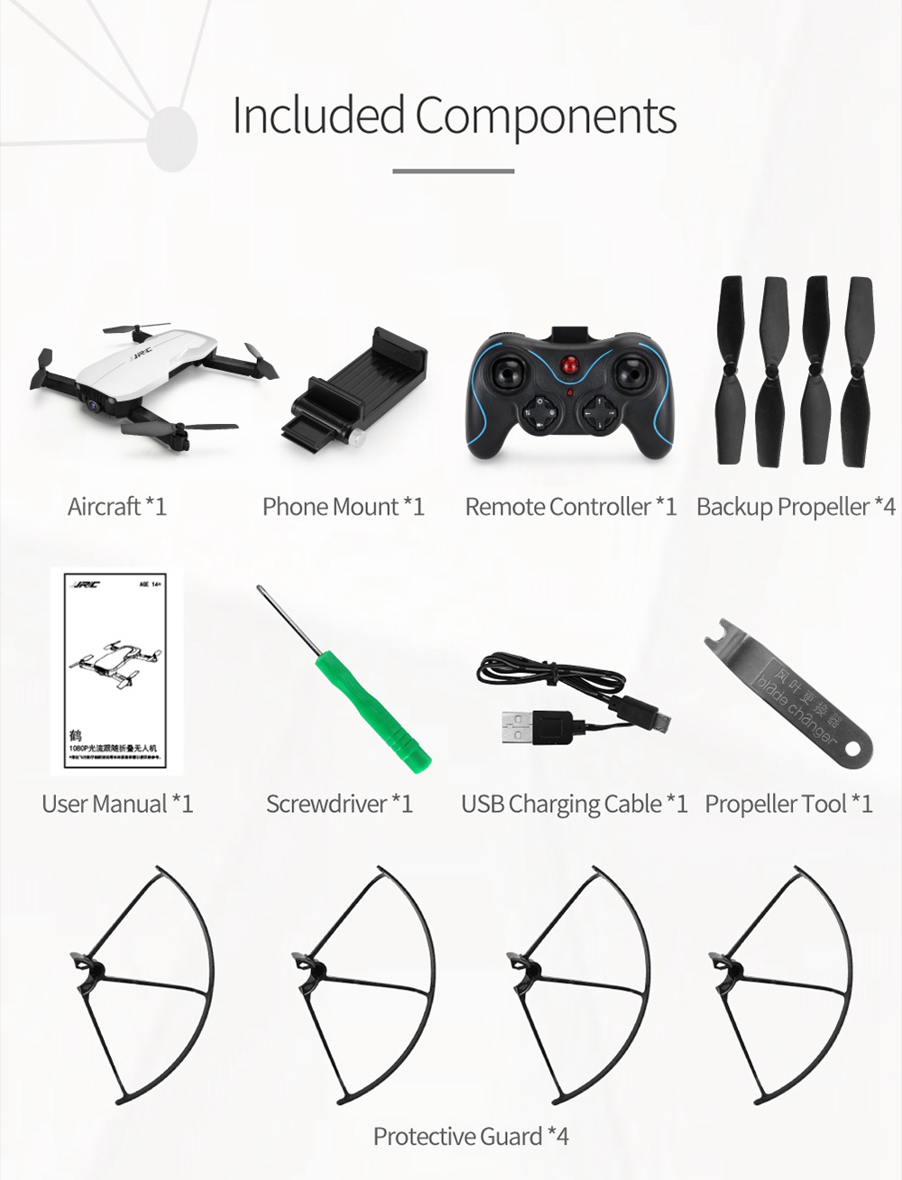 JJRC H71 GRUS RC Quadcopter With Optical Flow Positioning White