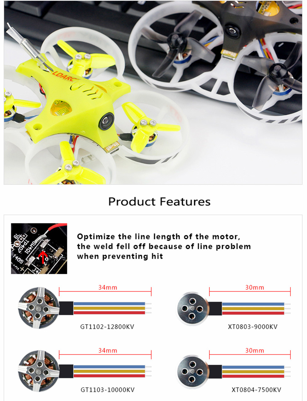 LDARC Tiny GT7 2019 75mm 2S Brushless Whoop RC Racing Drone BNF - Flysky Receiver