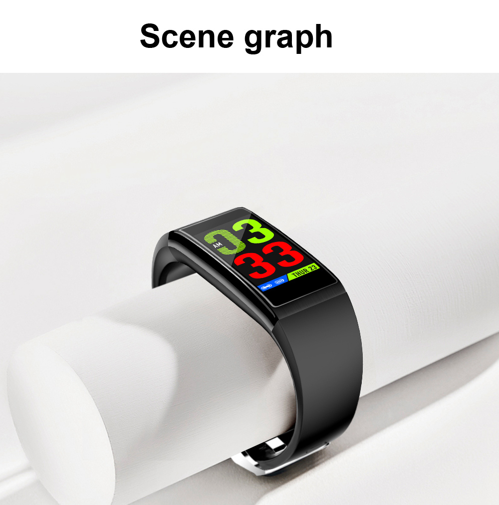 Makibes HR9 Smart Bracelet 1.14 Inch IPS Color Screen Continuous Heart Rate Monitor IP68 Water Resistant - Black