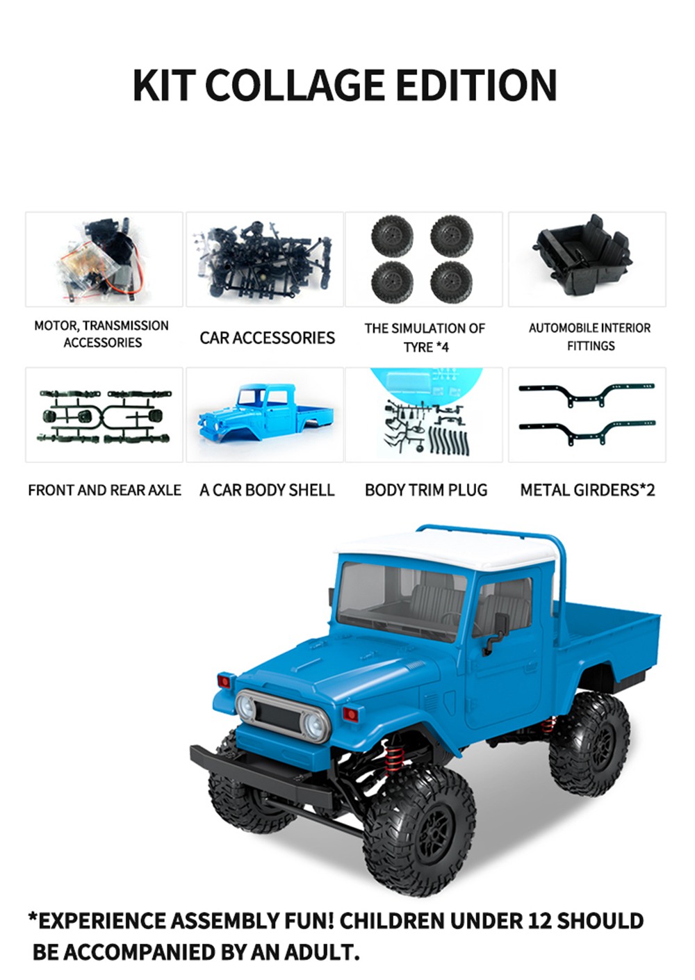 MN Model MN-45K 1/12 2.4G 4WD Climbing Off-road Vehicle RC Car Without Electronic Parts Kit - Silver