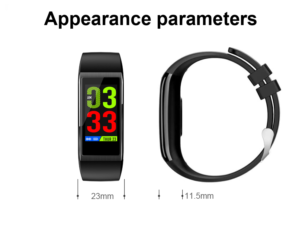 Makibes HR9 Smart Bracelet 1.14 Inch IPS Color Screen Continuous Heart Rate Monitor IP68 Water Resistant - Black