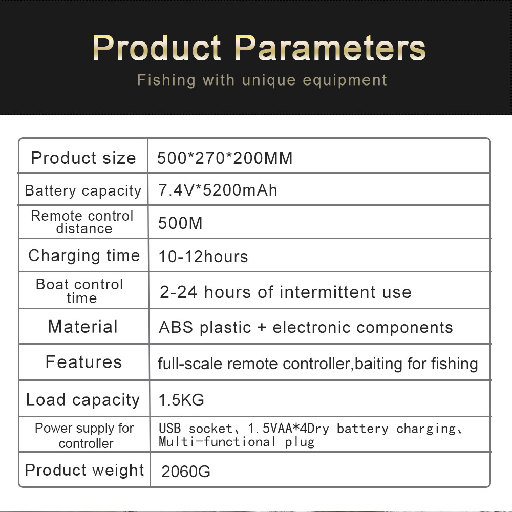 Flytec V500 500m Remote Distance Fishing Bait Double Motor 5.4km/h Fish Finder RC Boat - RTR/Black