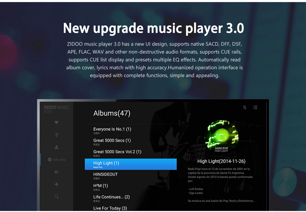 ZIDOO Z9S Realtek RTD1296 Android  2GB/16GB Blue-ray Navigation 4K UH TV Box  Dual Band WIFI Gigabit LAN SATA 3.0 USB 3.0 Bluetooth