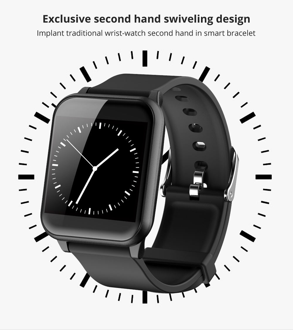 Makibes B02 Smartwatch 1.3 inch Round TFT IP67 Water Resistant  Fitness Tracker Blood Pressure Color UI Wristband - Black