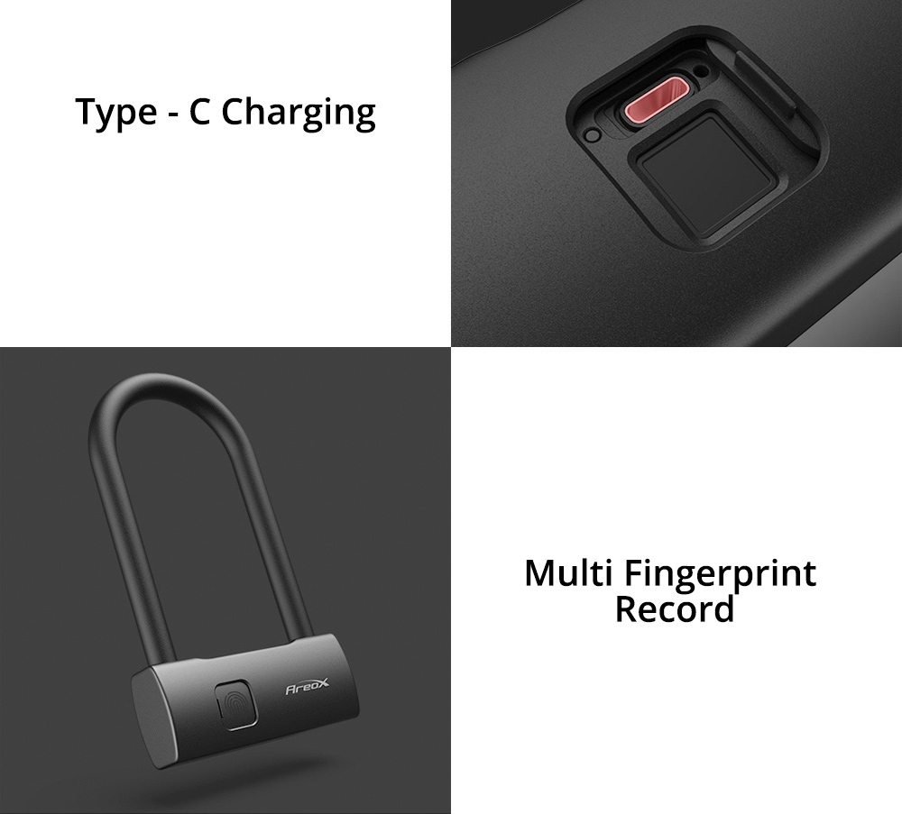 Xiaomi Youpin AreoX U8 Fingerprint U-lock for Bicycle Motorcycle - 11.81 inches