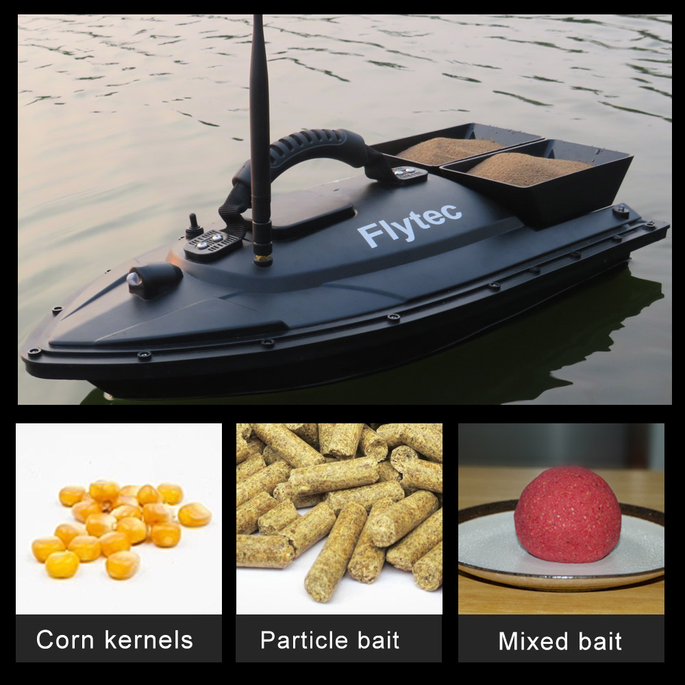 Flytec V500 500m Remote Distance Fishing Bait Double Motor 5.4km/h Fish Finder RC Boat - RTR/Black