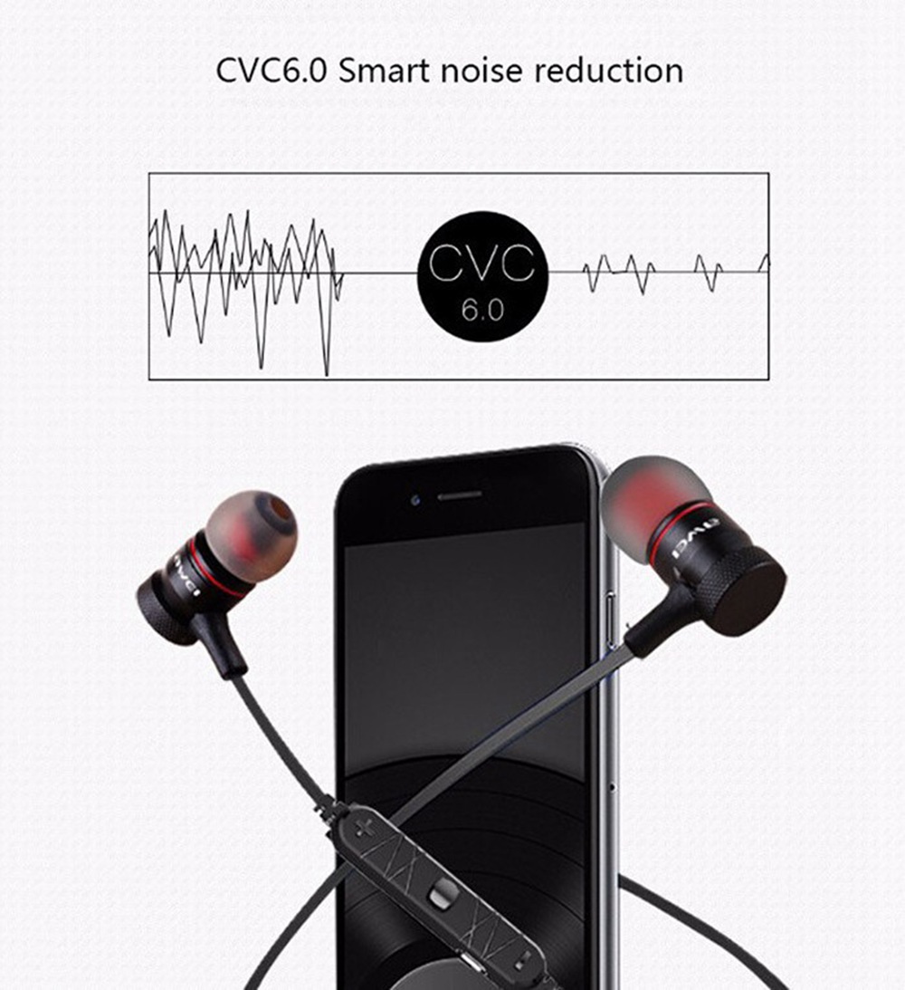 AWEI A920BL Bluetooth Earphones Magnetic CVC6.0 Noise Reduction - Red