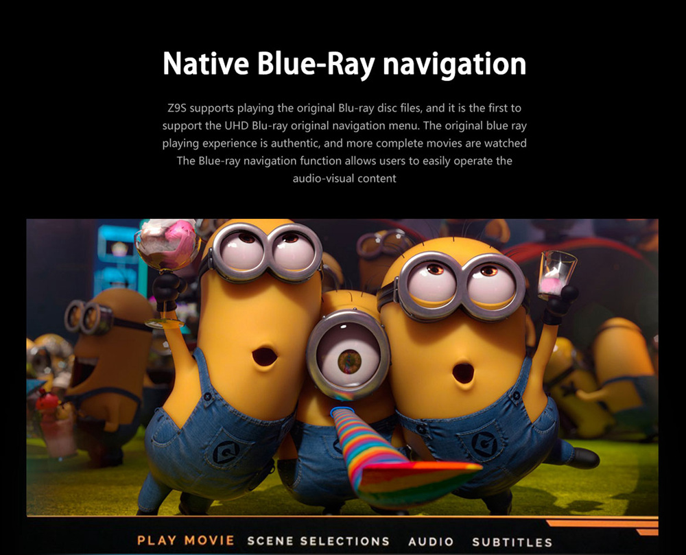 ZIDOO Z9S Realtek RTD1296 Android  2GB/16GB Blue-ray Navigation 4K UH TV Box  Dual Band WIFI Gigabit LAN SATA 3.0 USB 3.0 Bluetooth