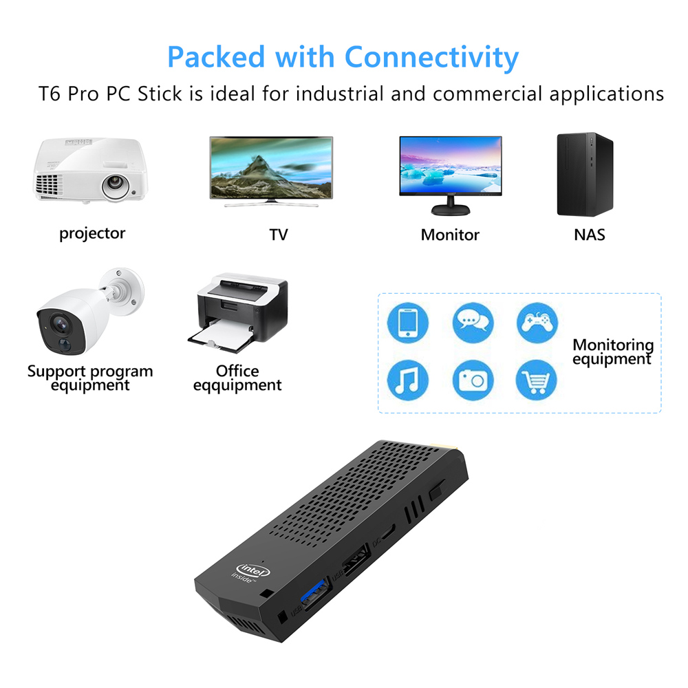 T6 Intel Atom x5-Z8350 Windows10 2GB/32GB 4K Mini PC WiFi Bluetooth USB3.0