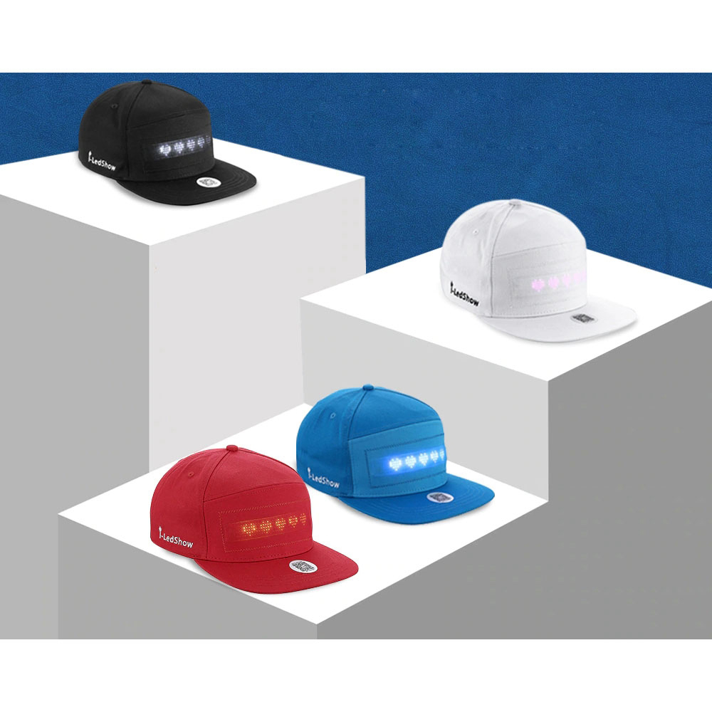 Unisex Sports Cap Mobile App Control Hat with LED Screen - Black