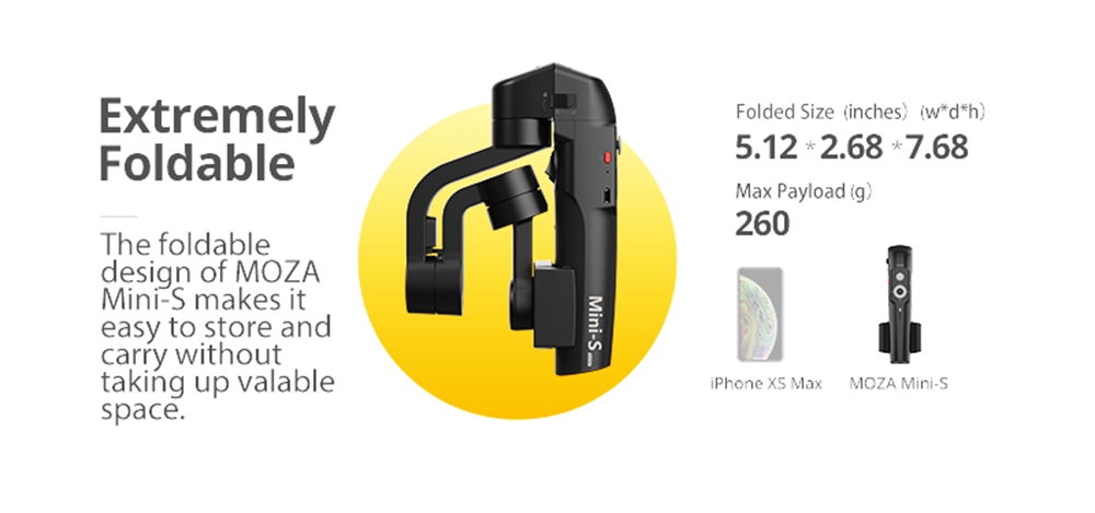 MOZA MINI-S Extremely Foldable 3-Axis Handheld Stabilizer Gimbal