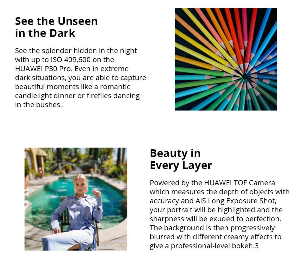 HUAWEI P30 Pro 6.47 Inch 4G LTE Smartphone Kirin 980 8GB 256GB 40.0MP+20.0MP+8.0MP+TOF Quad Rear Cameras Android 9.0 NFC In-display Fingerprint Wireless Charge - Black