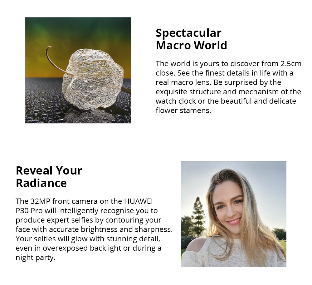 HUAWEI P30 Pro 6.47 Inch 4G LTE Smartphone Kirin 980 8GB 128GB 40.0MP+20.0MP+8.0MP+TOF Quad Rear Cameras Android 9.0 NFC In-display Fingerprint Wireless Charge - Black