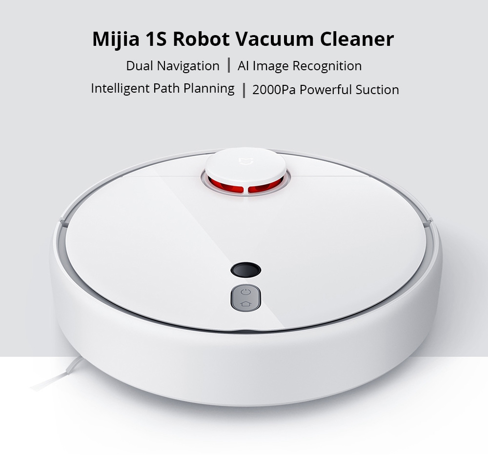 Xiaomi Mijia 1S Robot Vacuum Cleaner LDS + Visual Navigation 2000Pa Suction AI Image Recognition APP Zoned Cleaning Virtual Wall 5200mAh - White