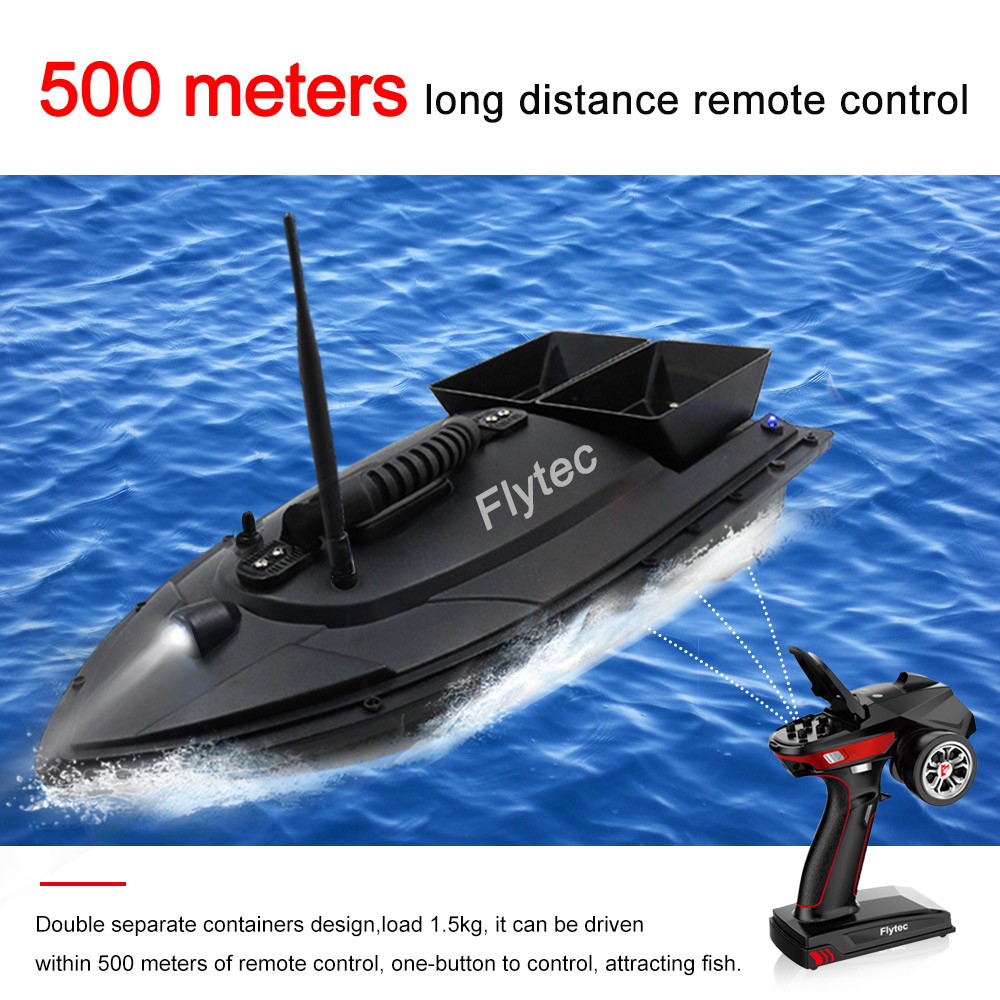 Flytec V500 500m Remote Distance Fishing Bait Double Motor 5.4km/h Fish Finder RC Boat - RTR/Black