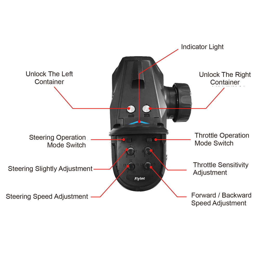 Flytec V500 500m Remote Distance Fishing Bait Double Motor 5.4km/h Fish Finder RC Boat - RTR/Black