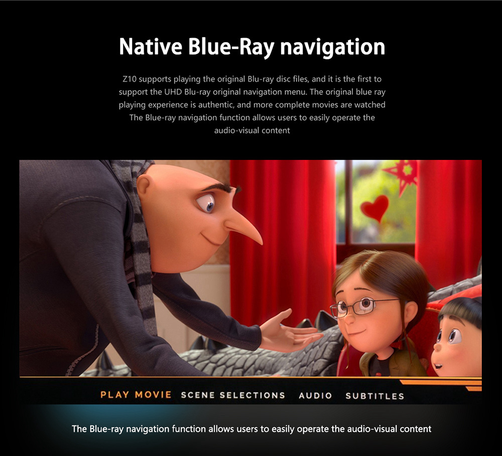 ZIDOO Z10  Realtek RTD1296 Blue-ray navigation 4K UHD TV Box Dual Band WiFi Gigabit LAN SATA 3.0 USB 3.0 Bluetooth