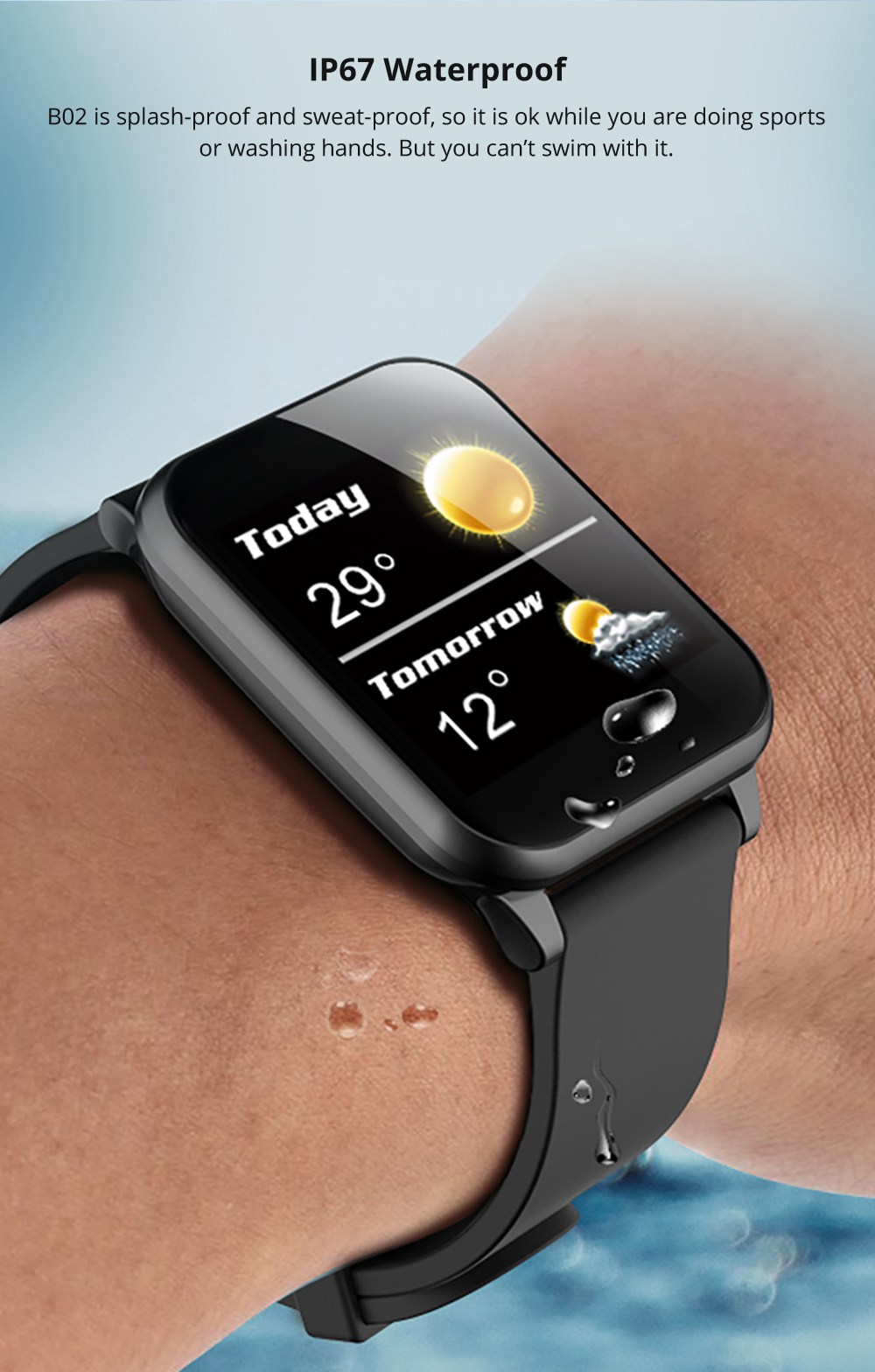 Makibes B02 Smartwatch Blood Pressure Color UI Wristband Red