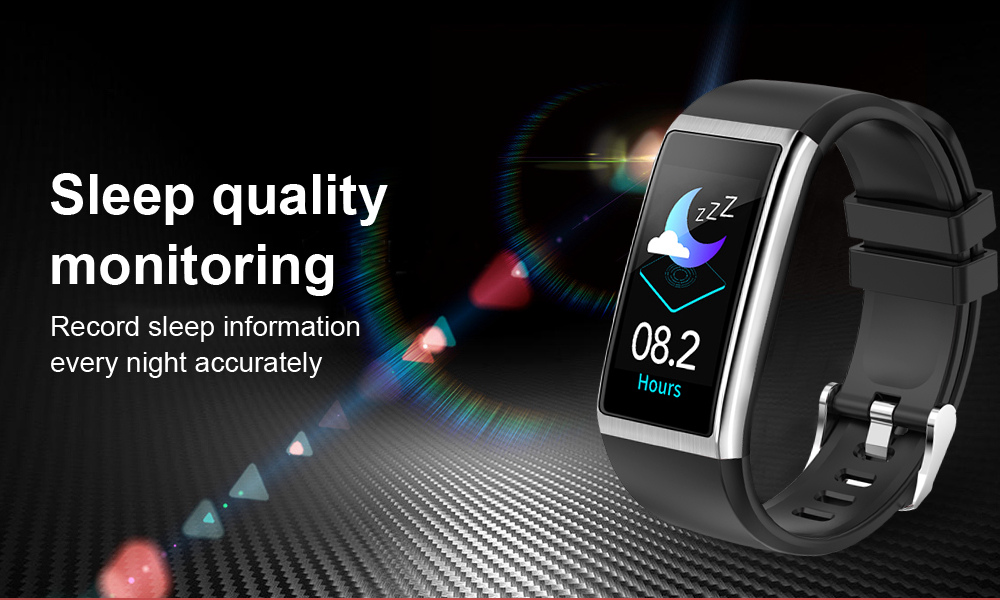 Makibes HR9 Smart Bracelet 1.14 Inch IPS Color Screen Continuous Heart Rate Monitor IP68 Water Resistant - Black