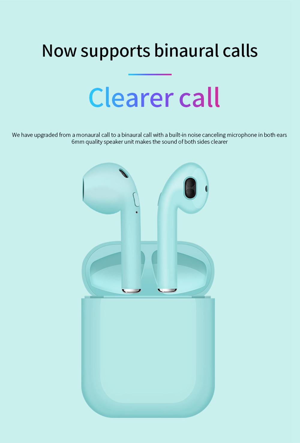 i10 TWS Bluetooth 5.0 Earbuds Button Control  About 4 Hours Working Time - White